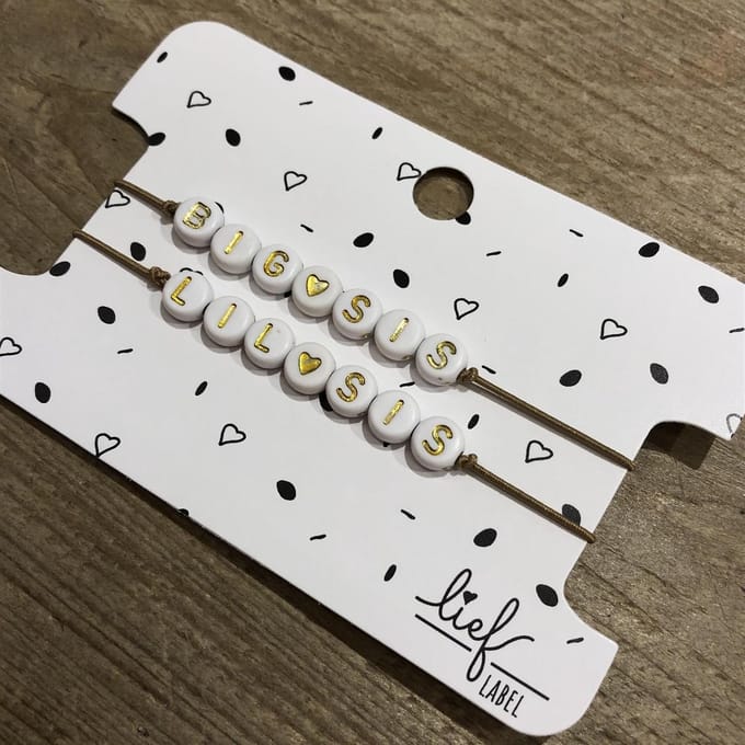 Armbandjes beige Big & Lil sis