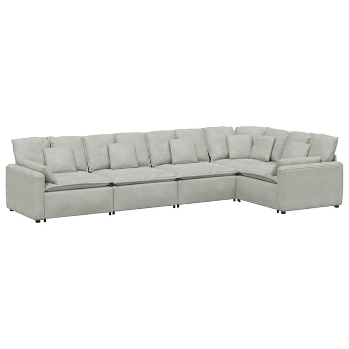 vidaXL - Modulaire - bank - met - kussens - fluweel - lichtgrijs