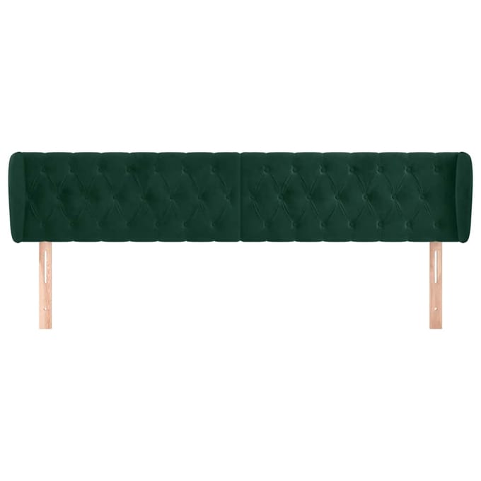 vidaXL - Hoofdbord - met - randen - 183x23x78/88 - cm - fluweel - donkergroen