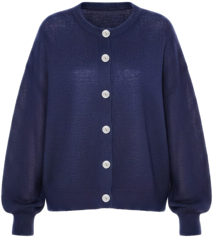Studio Untold - Dames - Vest straight shape knuffelbreisel - Marine - Maat 46+