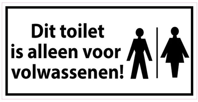 Toilet voor volwassenen sticker 150 x 75 mm