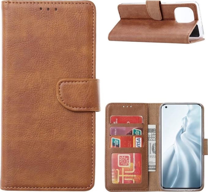 Bookcase Geschikt voor: Xiaomi Mi 11 - Lichtbruin - portemonee hoesje