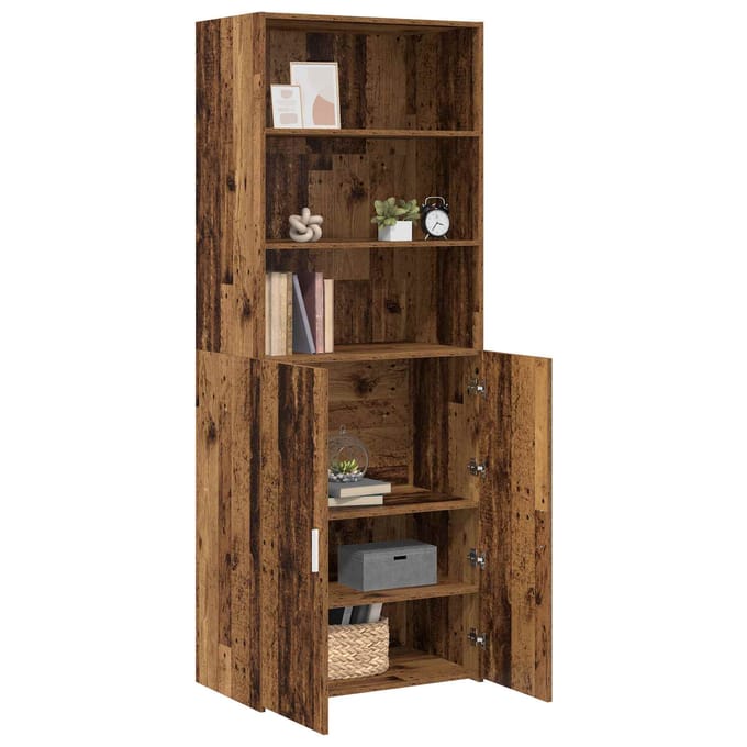 vidaXL - Highboard - Oud - hout - 70 - x - 42,5 - x - 185 - cm - Bewerkt - hout