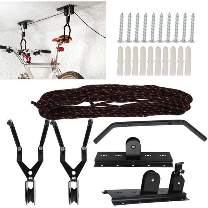 Support de plafond de vélo - Cintre - Noir - Acier - 40-60 kg - Installation facile