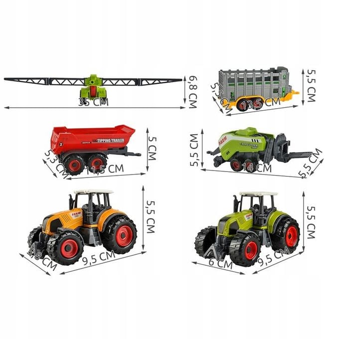 Kruzzel Boerderij Speelset - 6 Landbouwmachines voor Kinderen - Realistisch & Educatief