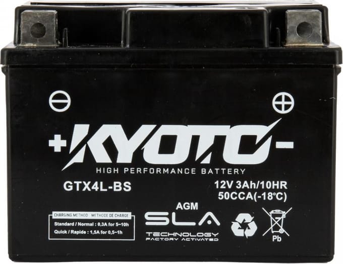 SLA-accu Kyoto voor Auto YTX4L-BS SLA / 12V 3Ah Nieuw