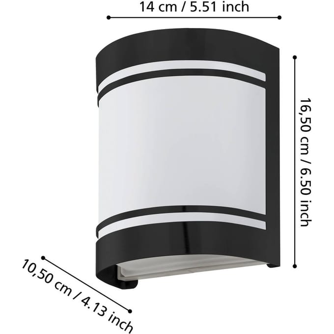 EGLO Cerno Wandlamp Buiten - E27 - 16,5 cm - Zwart/Wit
