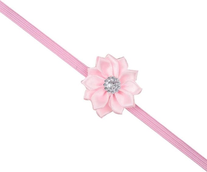 Haarband dun met mooie bloem - Licht Roze