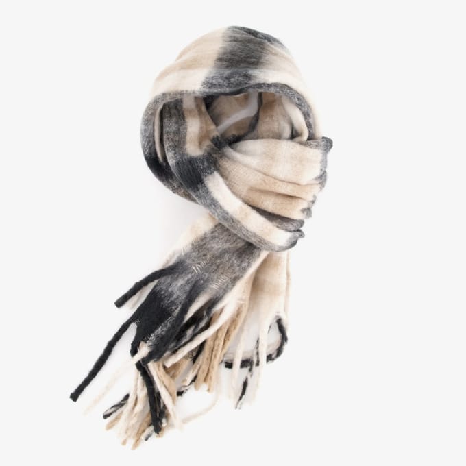 Geruite dames sjaal beige zwart
