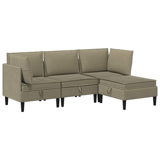 vidaXL - Woonkamer - Meubelset - 4 - st - Kaki - Stof