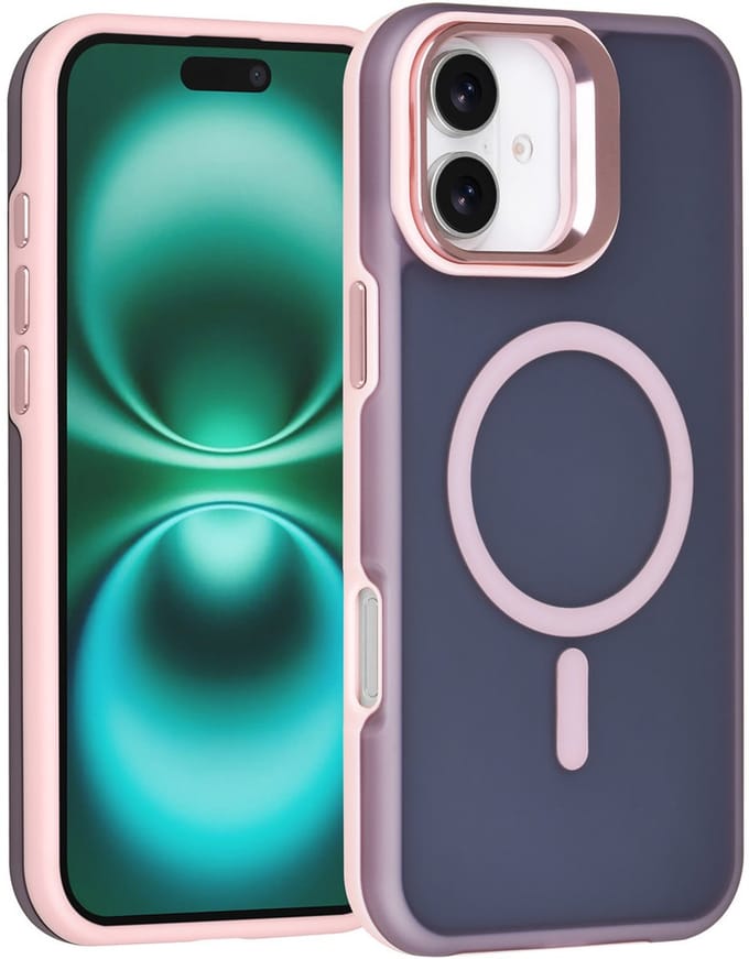 TUNIQ Back cover voor iPhone 16 Plus - MagSafe - Met Camerastand - Roze