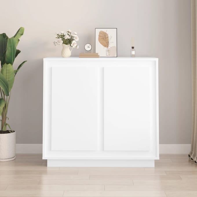 vidaXL - Dressoir - 80x34x75 - cm - bewerkt - hout - wit
