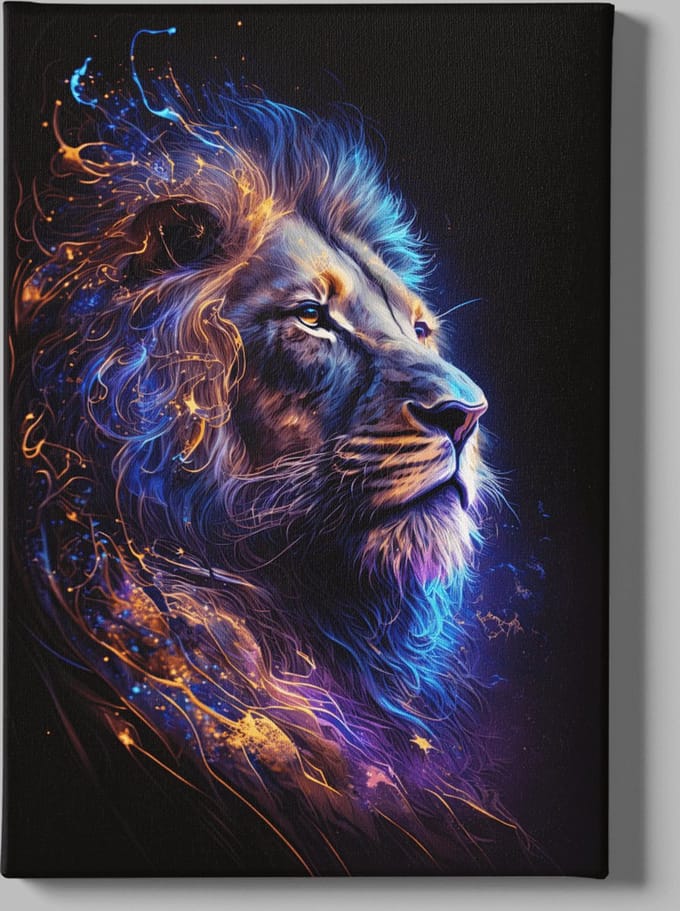 Canvas Schilderij - Dieren - Leeuw - Portret - 60x40x2 cm