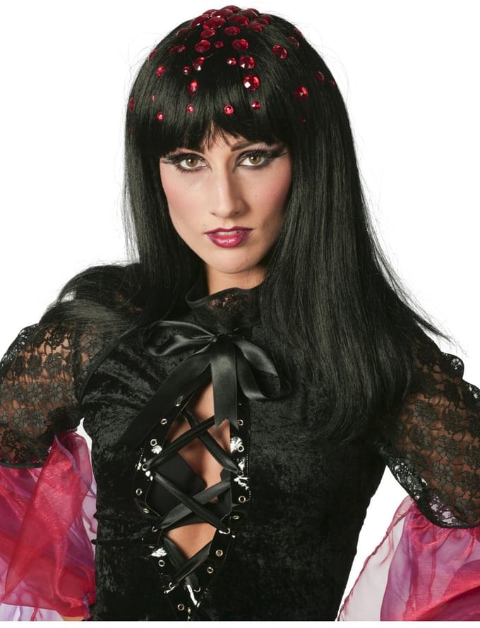 Disco Queen met steentjes zwart/rood
