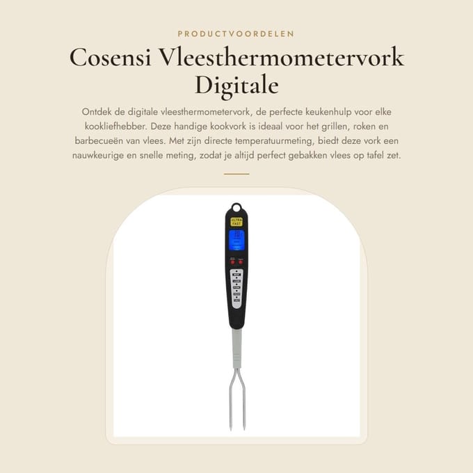 Dailygoods - Vleesthermometervork - Digitale kookvork - Instant Read - 41 cm - Grillen - Barbecue - Keuken