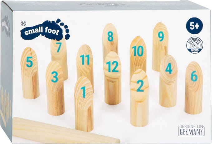 Small Foot Wooden Kubb with Numbers Throwing Game in Bag 13dlg.