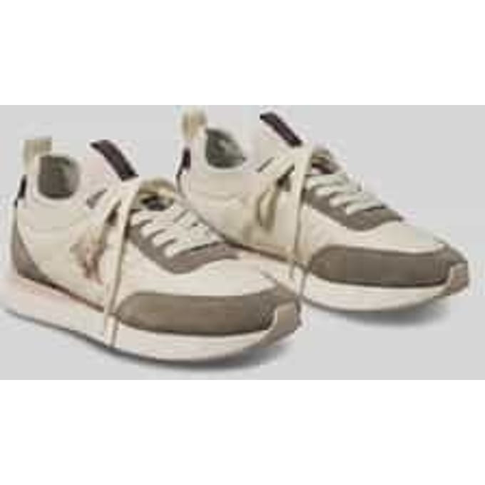 Sneakers van mix van leer en nylon met gestikt logo