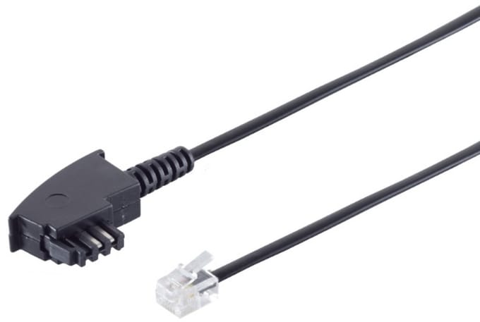 Goobay TAE-F kabel (universele pinout), zwart, 15 m, met koper beklede aluminium geleider (CCA)