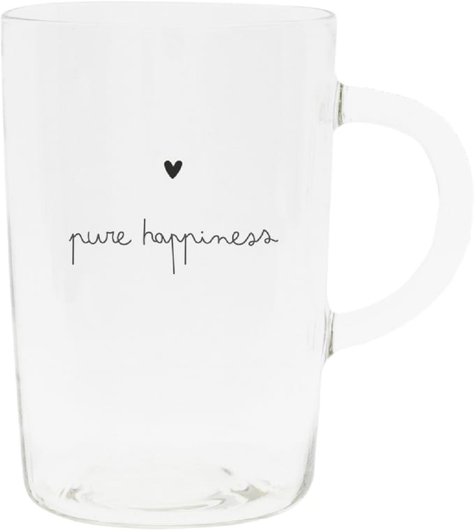 Bastion Collections theeglas met oor 8x11cm glas 'pure happiness'