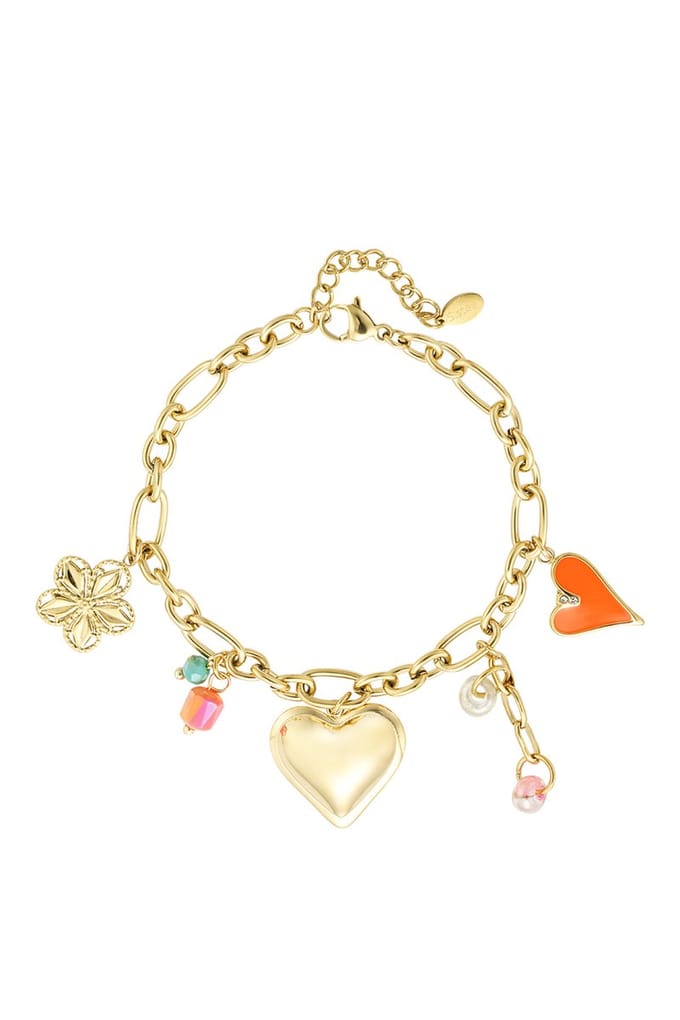 Bijoutheek Armband (Sieraad) Bedels Hartjes Goud