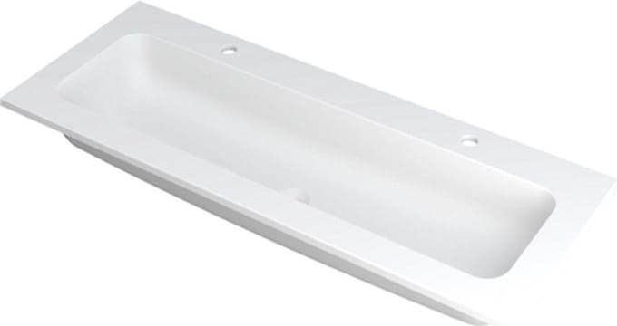 INK Faktor wastafel - 120x45x1.5cm - 1 wasbak - 2 kraangaten - polystone wit mat