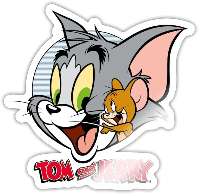 Tom En Jerry Knuffelig Sticker maat S (10 x 10 cm)