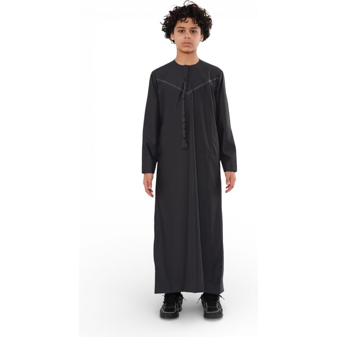 Kinderen Jongens Ramadan Eid Houtskool Grijs Marokkaanse Jubba Robe Djellaba Thobe - K-TT008