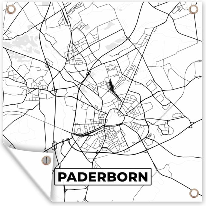 Tuindoek Kaart - Plattegrond - Stadskaart - Paderborn - 100x100 cm