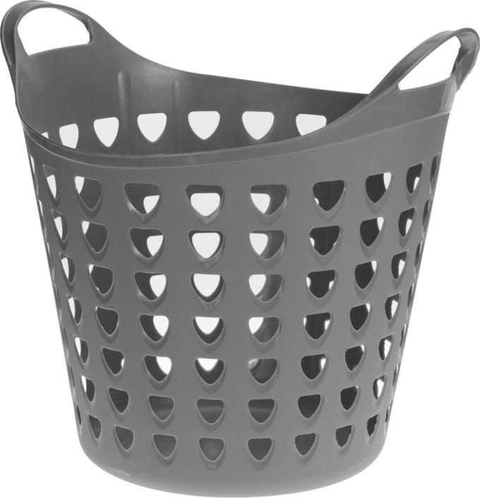 Flexibele wasmand - 26 liter - kunststof - grijs - D45 x H40 cm