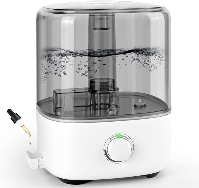 Luchtbevochtiger - Vernevelaar - Comfortabel Binnenklimaat - Stil 28 dB - 5 Liter - Wit
