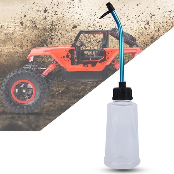 Nitro Motor Brandstofvuller Navulfles met Aluminium Legering Rietje voor RC Modelauto 250ML Wit blue