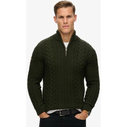 Superdry Vintage Jacob Henley Heren Trui - Surplus Goods Olive - Maat Xl