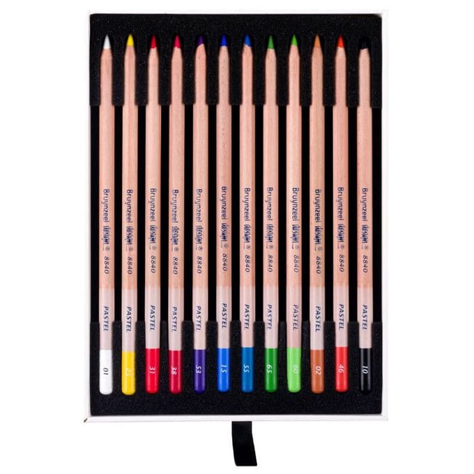 Crayon Pastel - Bruynzeel - Boîte de 12 - Couleurs Assorties - Haute Qualité - Mixte