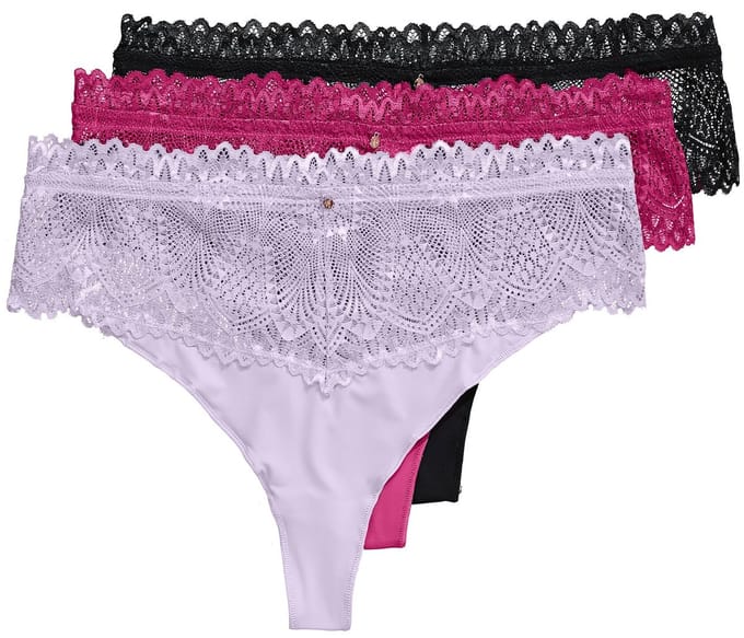 TruYou - Dames - Strings set van 3 kanten tailleband - Oriëntroze - Maat 58+