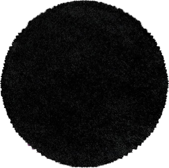 Flycarpets Azure Vloerkleed Rond - Zwart - Hoogpolig - 80x80 cm