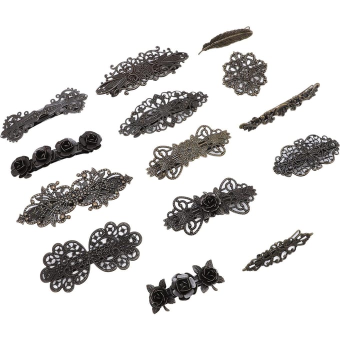 14 stuks Vintage Haarspelden Brons Bloem Haarclips Legering Haaraccessoires Voor Bruiloften Feesten gray