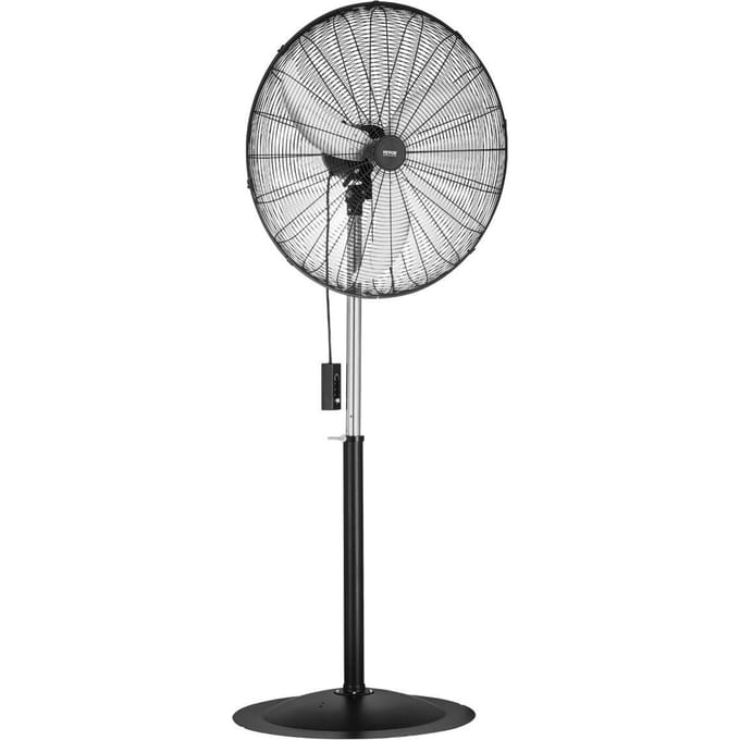 30  Industriële Statiefventilator 3-Snelheden Oscillerende Ventilator Hoogte Verstelbaar