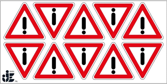 Let op gevaar sticker - J37 | 5 cm - 10 stuks per vel