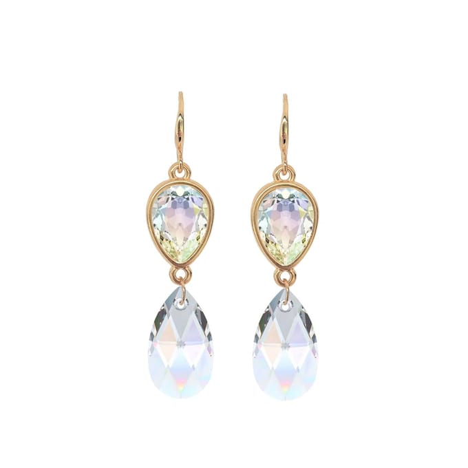 Party Sparkle Crystal AB - oorhangers - 18 karaats verguld