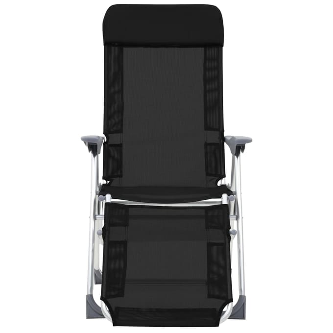 vidaXL - Campingstoelen - met - voetensteun - 2 - st - inklapbaar - textileen - zwart