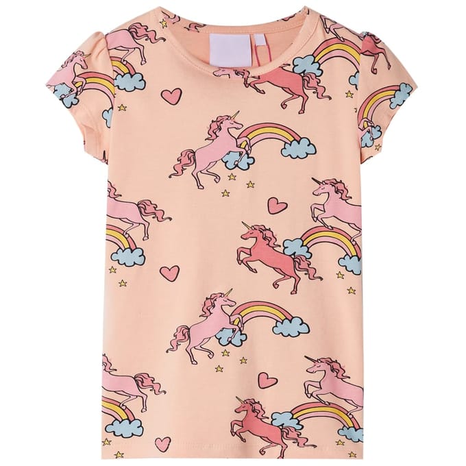 vidaXL - Kinderpyjama - met - korte - mouwen - 104 - lichtoranje