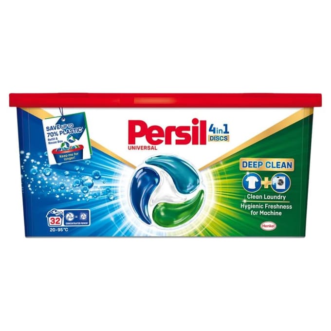 Persil 4en1 Discs Capsules de Lavage Concentrées Universelles pour Tous les Tissus 32 Pièces
