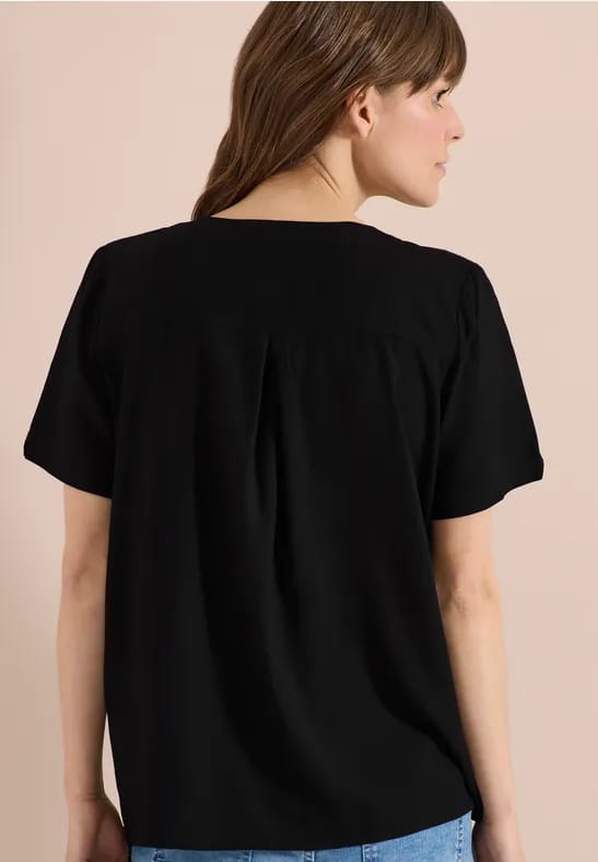 Blouse shirt met V-hals en knoop