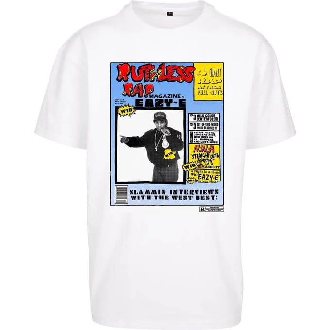 Mister Tee - Eazy-E RAP Magazine Oversize Heren T-shirt - S - Wit