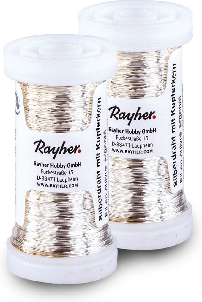 Rayher Bloemendraad of ijzerdraad - 2x - zilver - 0.4 mm dik - 100 meter snoer - metaaldraad - bindmaterialen