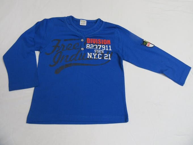 Dirkje , jongens , t-shirt lange mouw , hard blauw , division