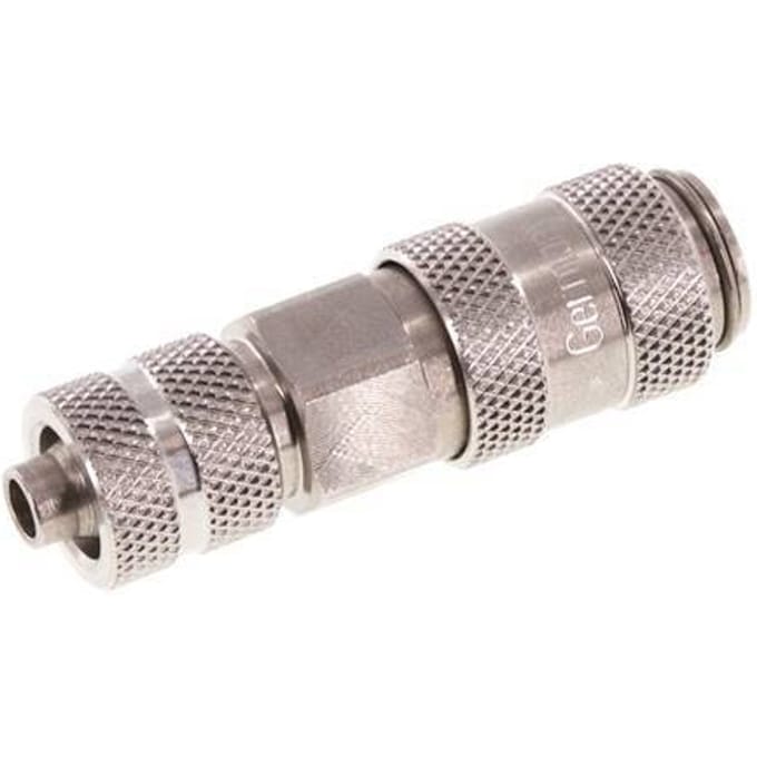RVS DN 2.7 (Micro) Luchtkoppeling Snelkoppeling 4x6 mm Push-On Double Shut-Off - CLS2-N-S-SV-4