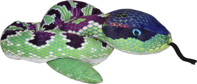 Wild Republic Slang knuffel 137 cm - groen paars - pluche - kraalogen - speelgoed