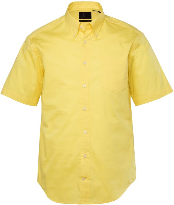 JP 1880 - Heren - Overhemd korte mouw buttondown-kraag modern fit - Citroengeel - Maat 4XL