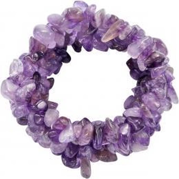 Behave - Armband - Natuursteen - Paars - Elastisch